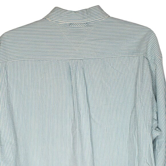 Vintage Tommy Hilfiger Shirt Mens Large Seersucker Button Down Crest Blue Stripe - Picture 8 of 13